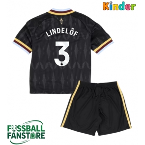 Aston Villa Victor Lindelof #3 Replik Auswärtstrikot Kinder 2026-27 Kurzarm (+ Kurze Hosen)